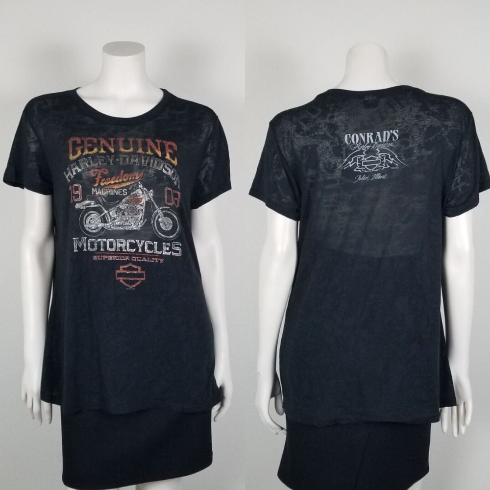 Harley Davidson Motorcycles Freedom Machines Conrad's Joliet Illinois Shirt XL